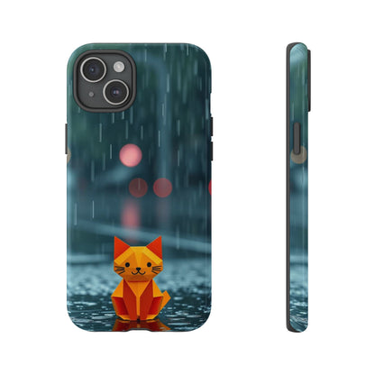 iPhone 15 Plus / Glossy Phone Case - Origami ’Soggy Cat’ Design Phone Case