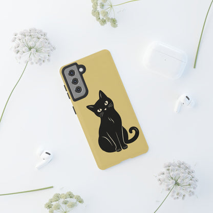 Minimalist Butter Yellow & Black Cat Phone Case