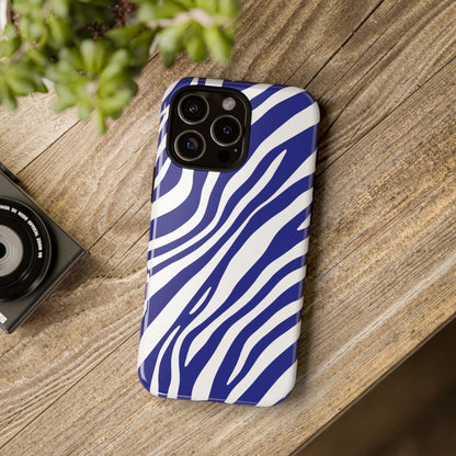 Modern Electric Blue Zebra Print Phone Case