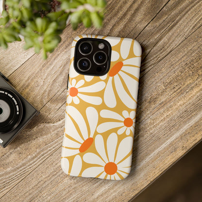 Retro Yellow Daisy Pattern Phone Case - Yellow Phone Case