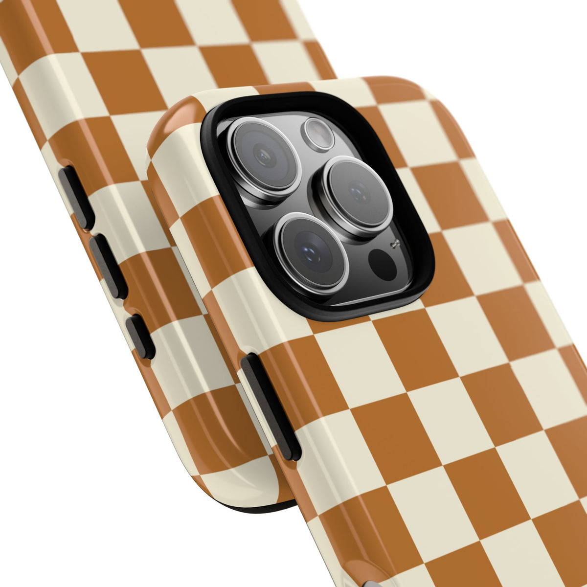 Orange & White Checked Pattern Phone Case - Orange Phone Case