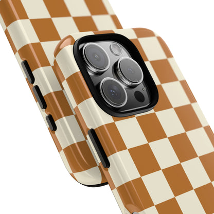 Orange & White Checked Pattern Phone Case - Orange Phone Case