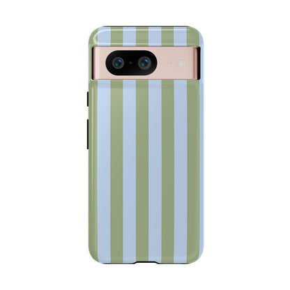 Trendy Ice Blue & Green Stripe Pattern Phone Case - Blue Phone Case - Google Pixel 8 / Glossy