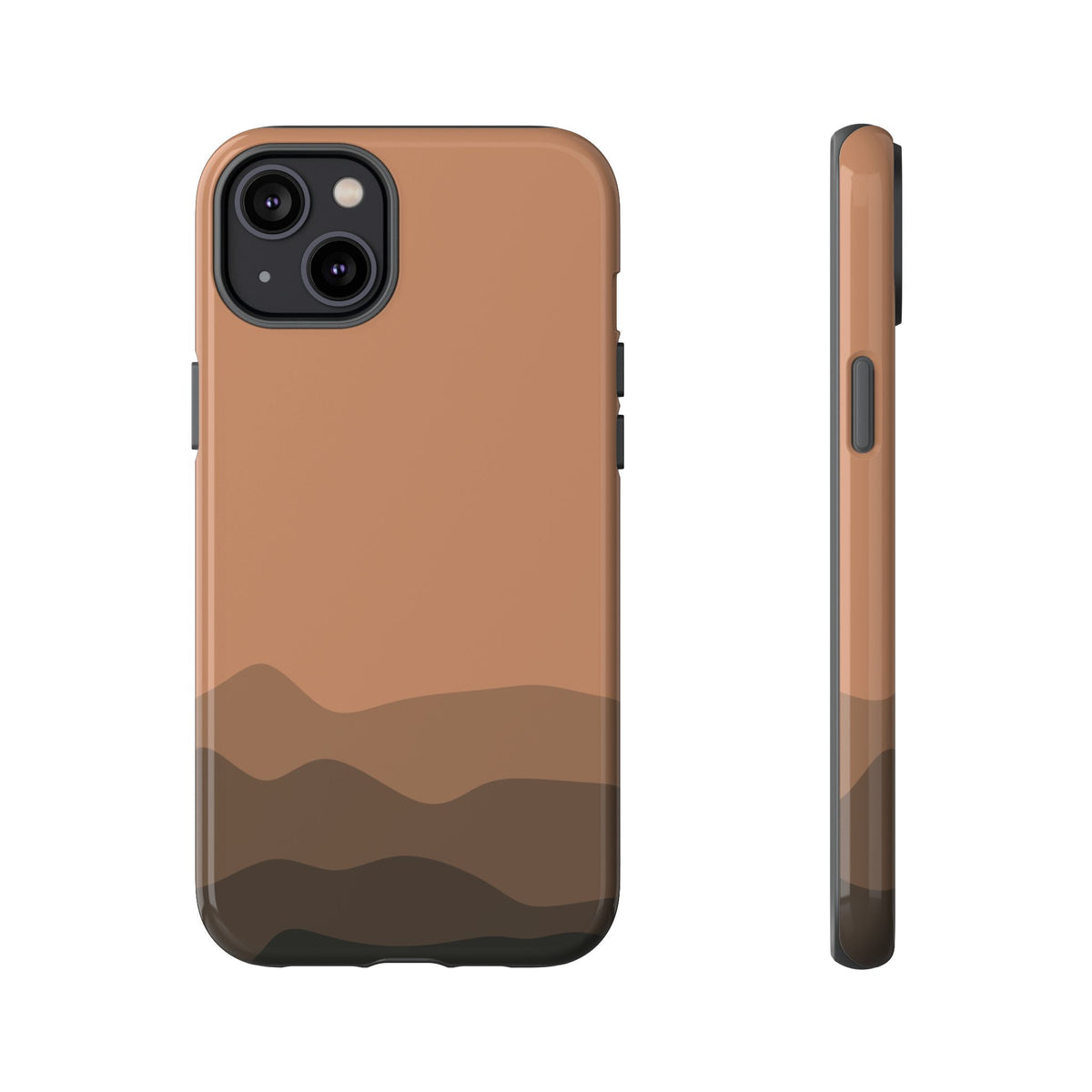 Brown Abstract Waves Protective Phone Case - Brown Phone Case - iPhone 14 Plus / Glossy