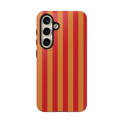Samsung Galaxy S24 / Glossy Phone Case - ’Orange & Red Stripe Pattern’ Phone Case