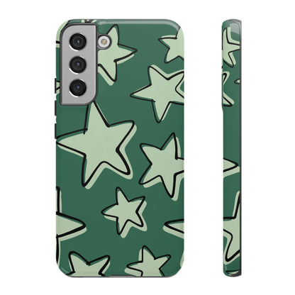 Forest Green Doodle Star Phone Case