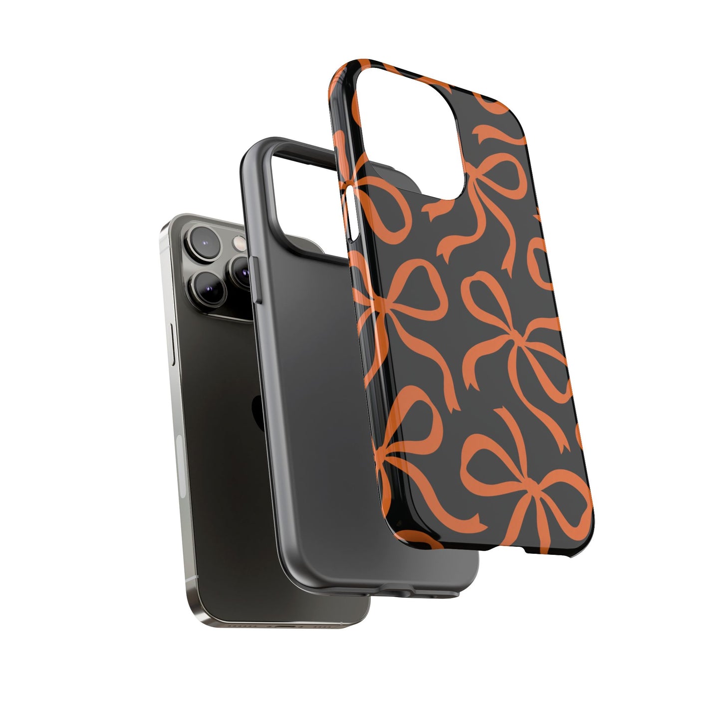 Bold Black and Burnt Orange Bow Pattern Phone Case