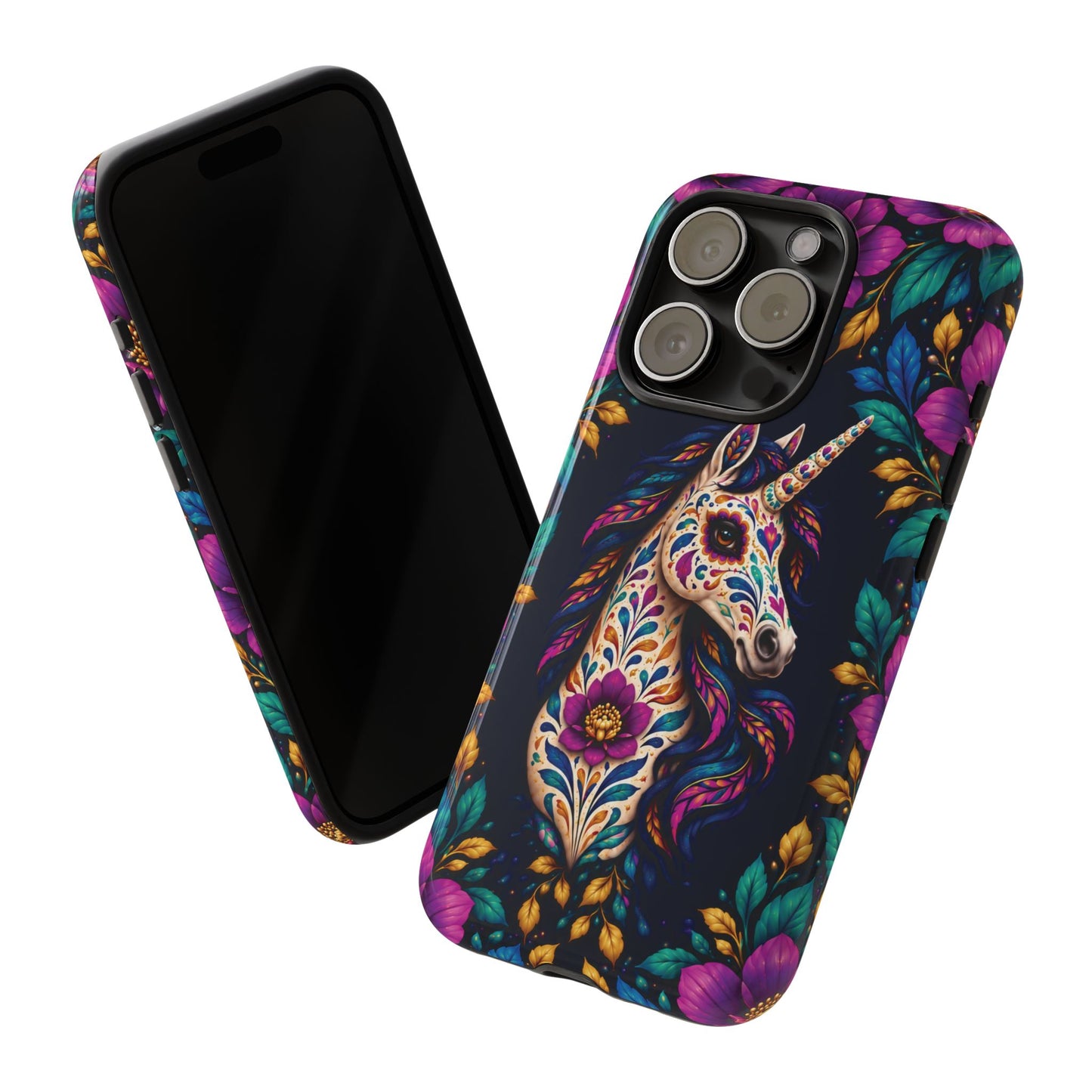 Elegant Purple and Teal Calavera Unicorn Phone Case - Phone Case