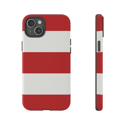 iPhone 15 Plus / Glossy Phone Case - Red & White Horizontal Stripe Pattern Phone Case