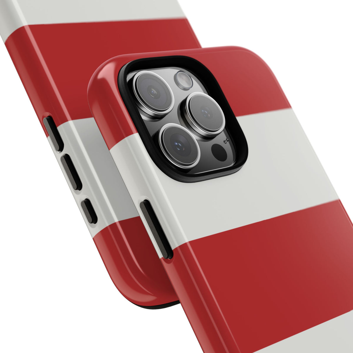 Red & White Horizontal Stripe Pattern Phone Case - Red Phone Case