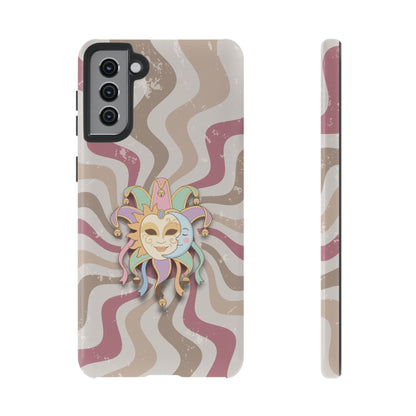 Sun & Moon Jester Mask – Pink Retro Wave Phone Case - Pink Phone Case - Samsung Galaxy S21 Plus / Glossy