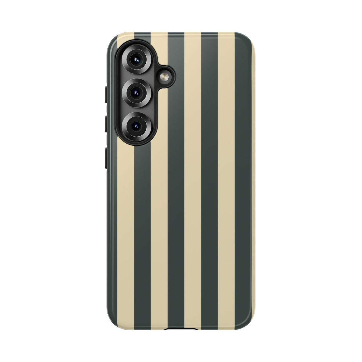 Green & Beige Stripe Pattern Phone Case - Green Phone Case - Samsung Galaxy S25 / Glossy