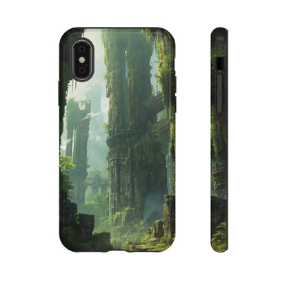 iPhone X / Glossy Phone Case - Overgrown Future Ruins Sci-fi Phone Case