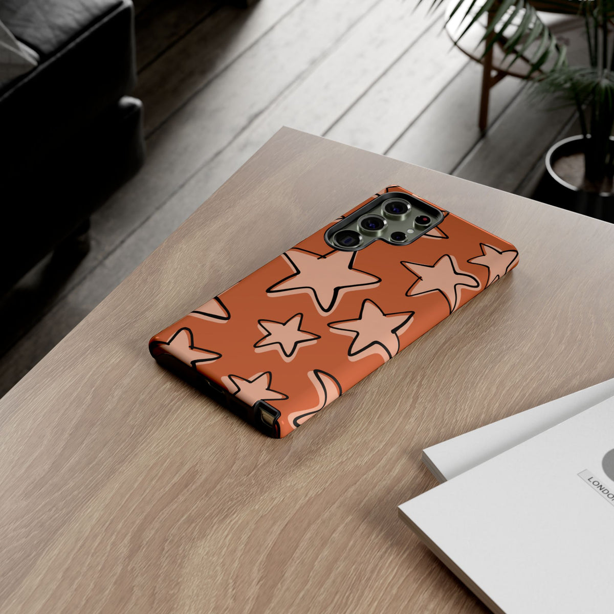 Burnt Orange Doodle Star Phone Case