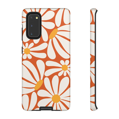 Retro Orange Daisy Pattern Phone Case - Orange Phone Case - Samsung Galaxy S20 / Glossy