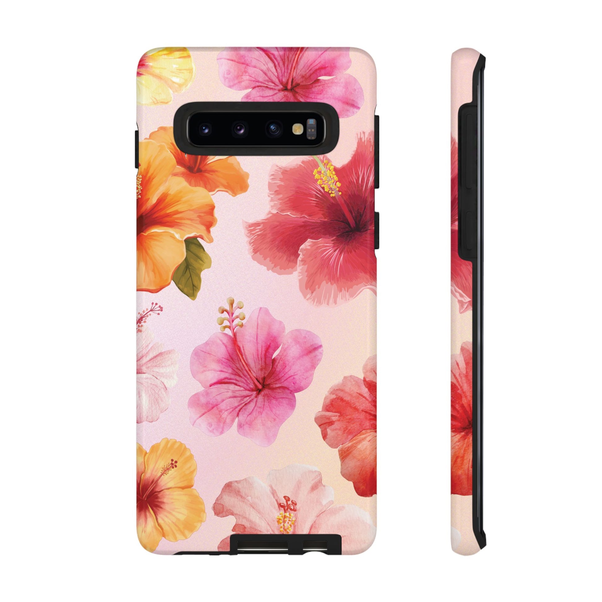 Cute Pink Hibiscus Pattern #2 Phone Case - Pink Phone Case - Samsung Galaxy S10 / Glossy