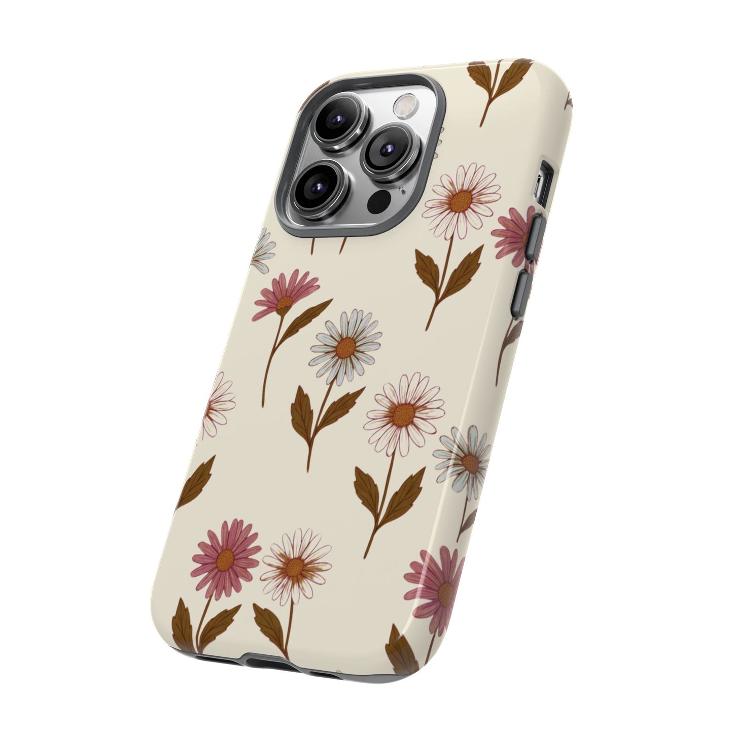 Pretty Cream & Rose Daisy Pattern Phone Case