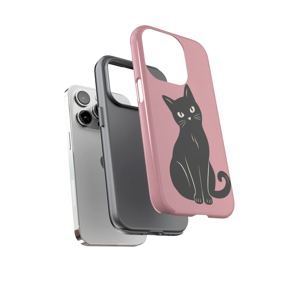 Minimalist Blush Pink & Black Cat Phone Case