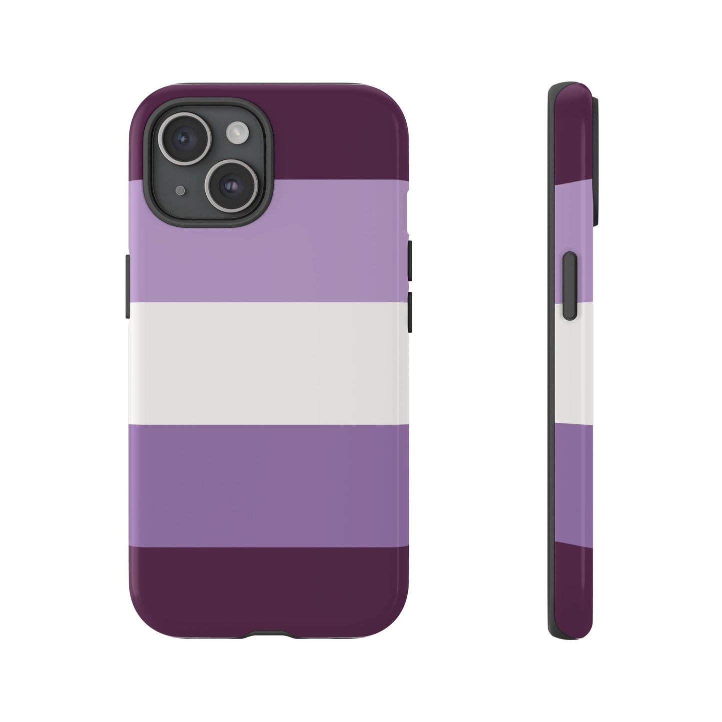 iPhone 15 / Glossy Phone Case - Purple Stripe Pattern Phone Case