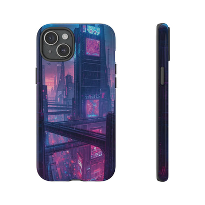 Neon Cyberpunk Megacity Sci-fi Phone Case - Blue Phone Case - iPhone 15 Plus / Glossy