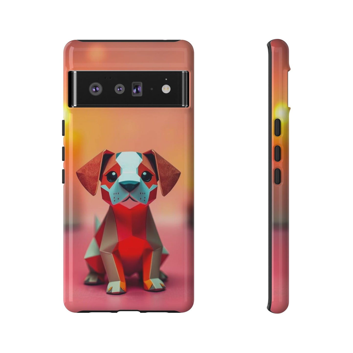 Google Pixel 6 Pro / Glossy Phone Case - Origami Dog Design Phone Case