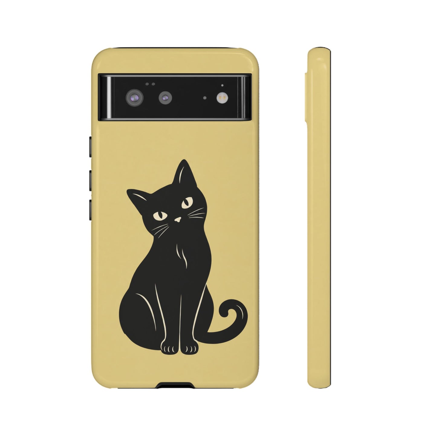 Minimalist Butter Yellow & Black Cat Phone Case