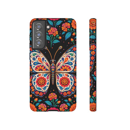 Vibrant Orange and Turquoise Calavera Butterfly Phone Case - Multicolor Phone Case - Samsung Galaxy S21 FE / Glossy