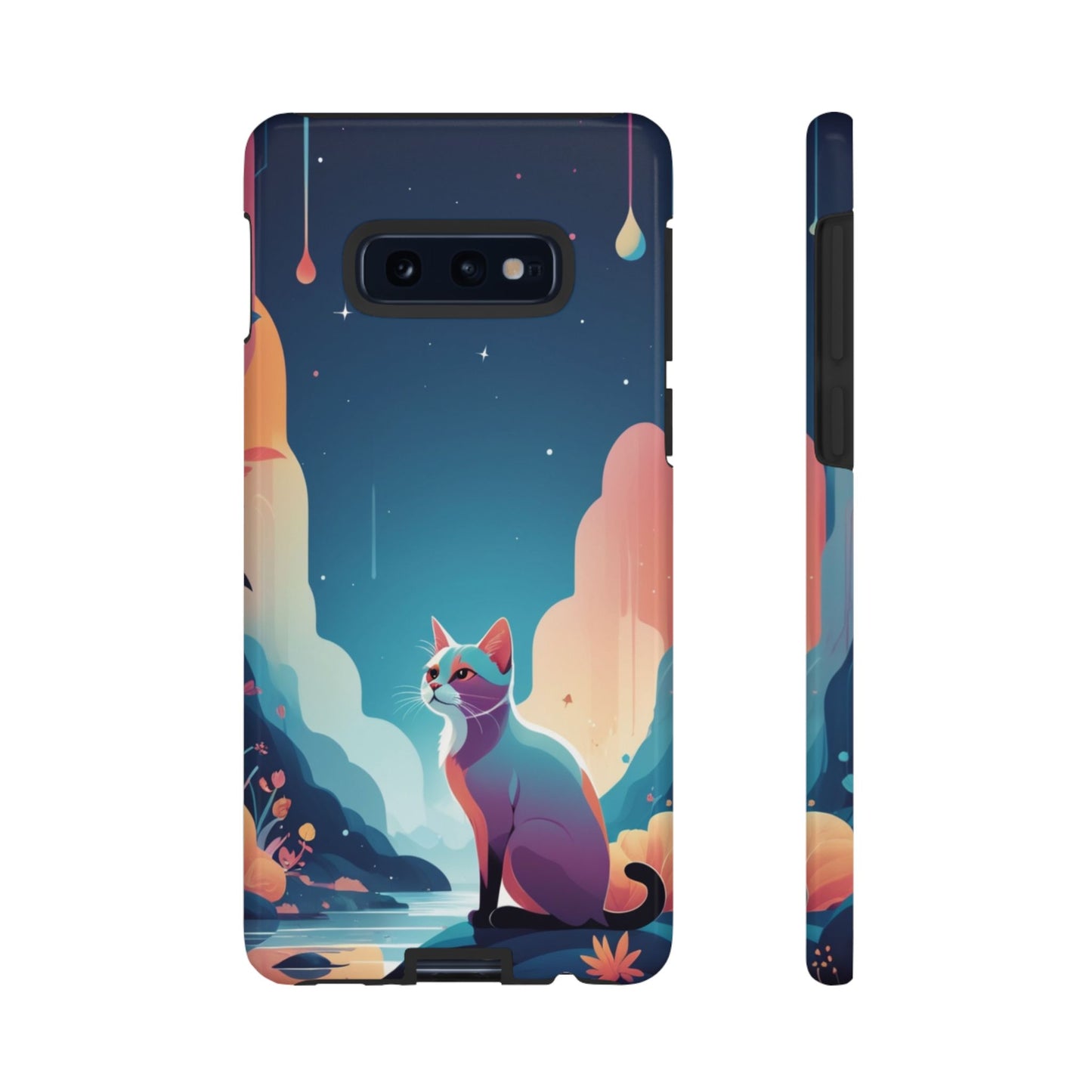 Samsung Galaxy S10E / Glossy Phone Case - Stylised Cat Design Phone Case