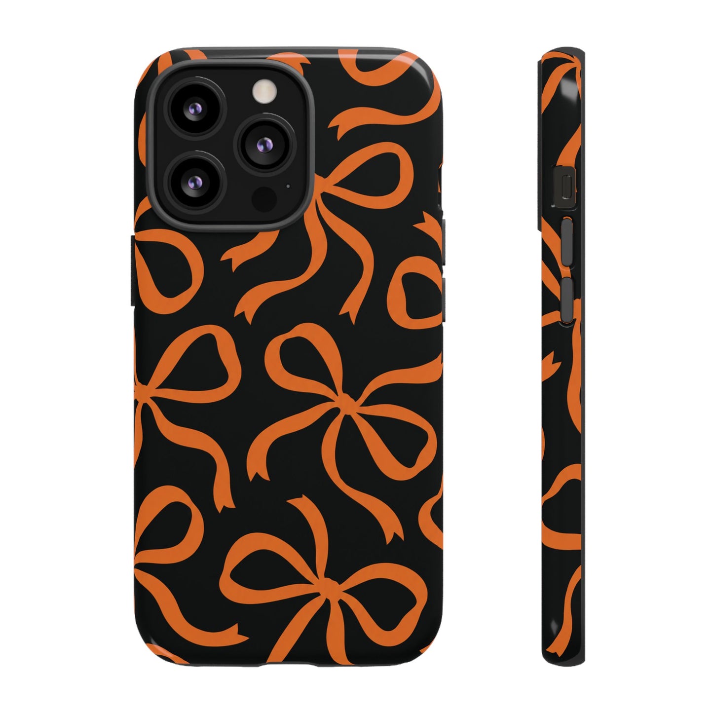 Bold Black and Burnt Orange Bow Pattern Phone Case