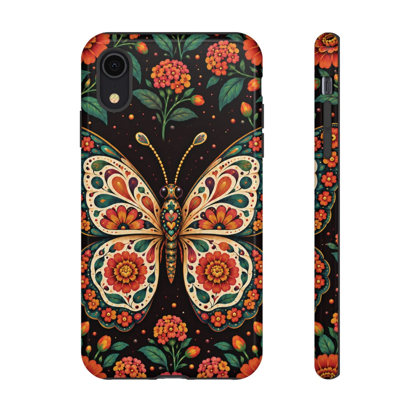 Vibrant Terracotta and Teal Calavera Butterfly Phone Case - Multicolor Phone Case - iPhone XR / Glossy