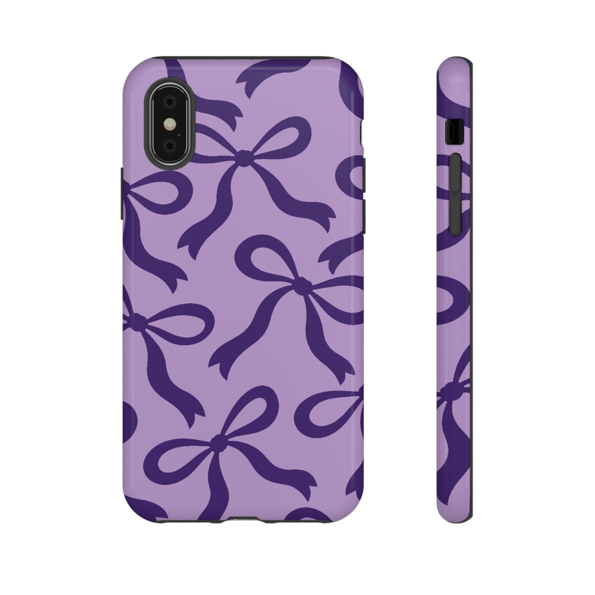 Bold Lilac and Deep Purple Bow Pattern Phone Case - Purple Phone Case - iPhone X / Glossy
