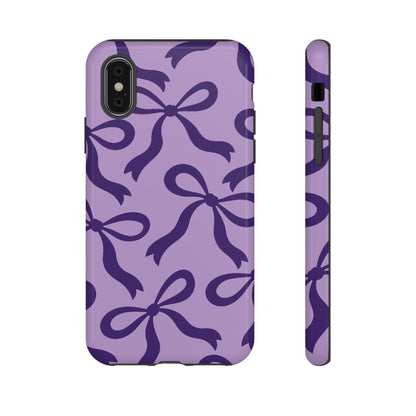 Bold Lilac and Deep Purple Bow Pattern Phone Case - Purple Phone Case - iPhone X / Glossy