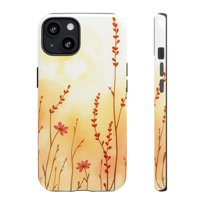 iPhone 13 / Glossy Phone Case - Boho Chic Watercolour Wildflower Dusk Pattern Phone Case