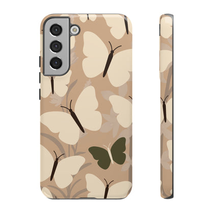 Samsung Galaxy S22 Plus / Glossy Phone Case - Minimalist Beige Butterfly Pattern Phone Case