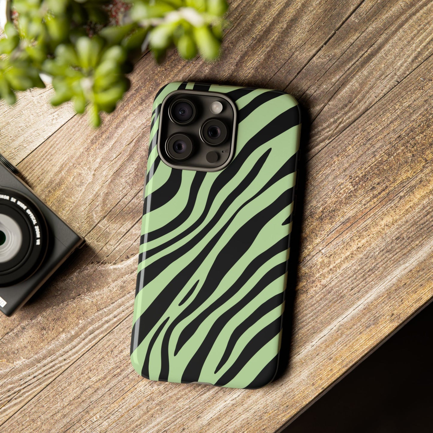 Modern Mint Zebra Print Phone Case