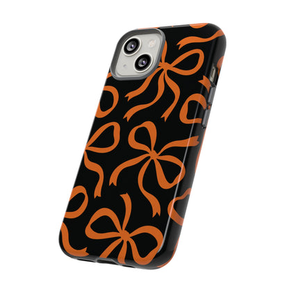 Bold Black and Burnt Orange Bow Pattern Phone Case