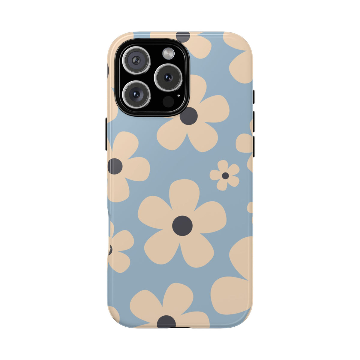 Cute Light Blue & Cream Daisy Pattern Phone Case - Blue Phone Case - iPhone 16 Pro Max / Glossy