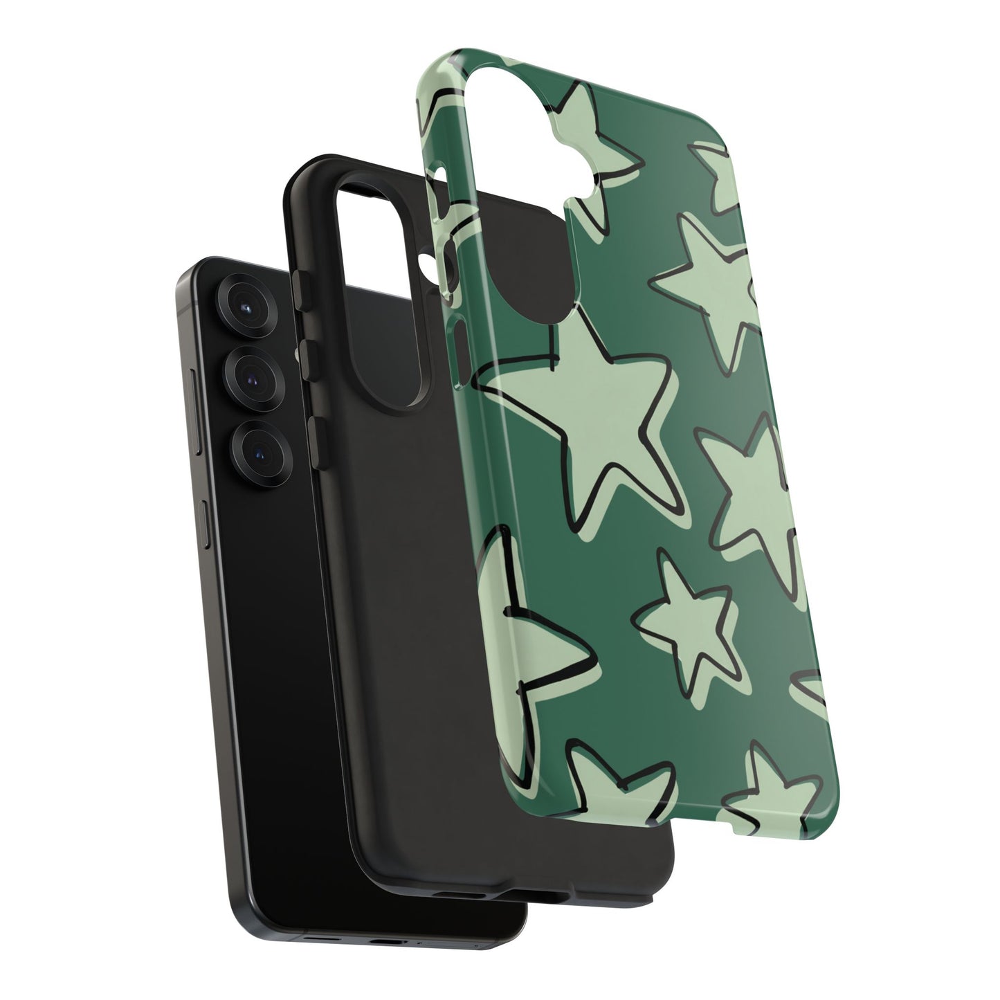 Forest Green Doodle Star Phone Case