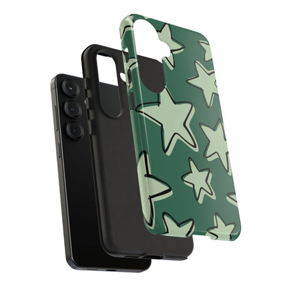 Forest Green Doodle Star Phone Case