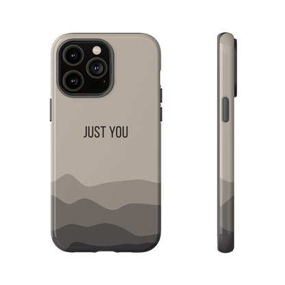 iPhone 14 Pro Max / Glossy Phone Case - Minimalist Beige Waves ’Just You’ Statement Phone Case