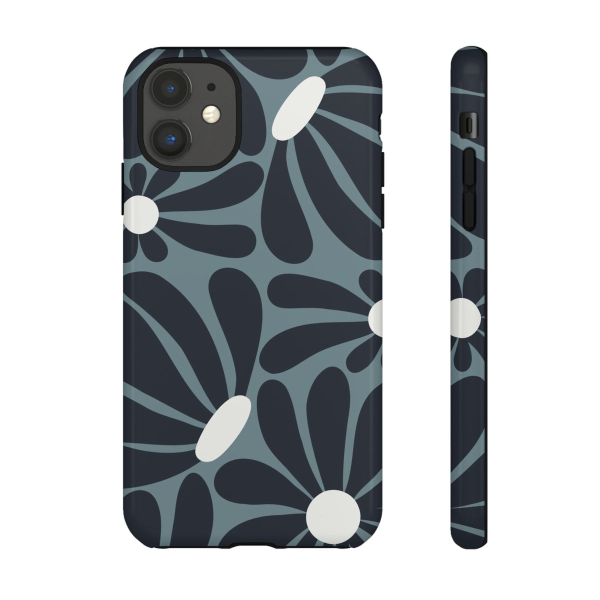 Retro Navy Blue & White Daisy Pattern Phone Case - Blue Phone Case - iPhone 11 / Glossy