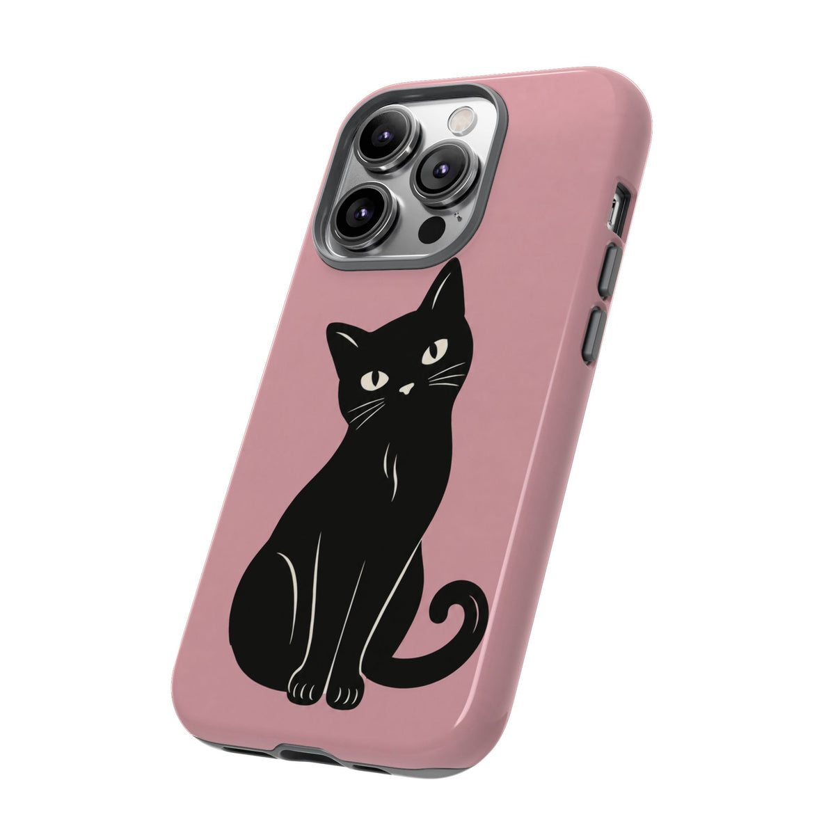 Minimalist Blush Pink & Black Cat Phone Case