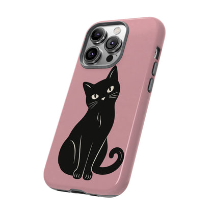 Minimalist Blush Pink & Black Cat Phone Case