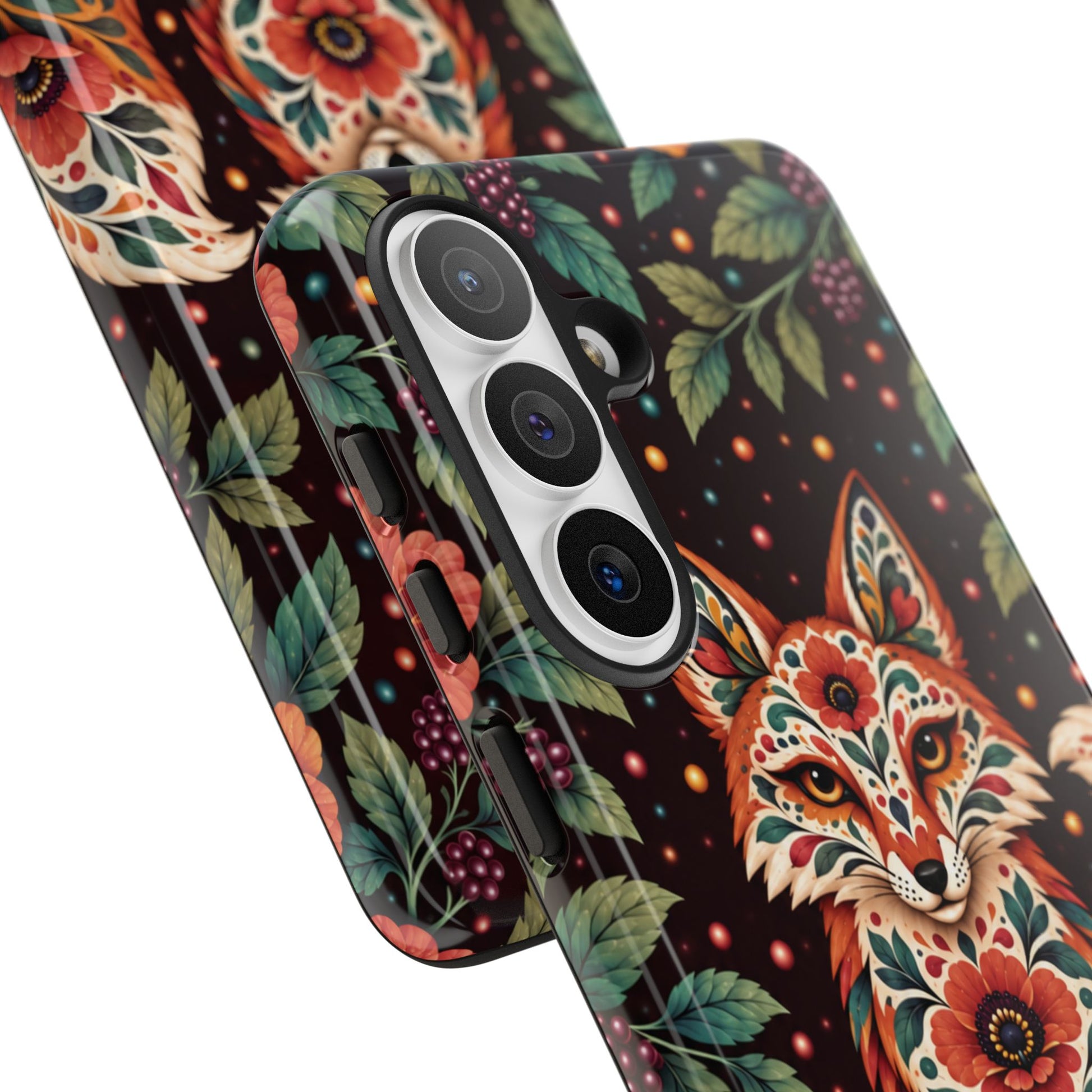 Vibrant Terracotta and Teal Calavera Fox Phone Case - Multicolor Phone Case