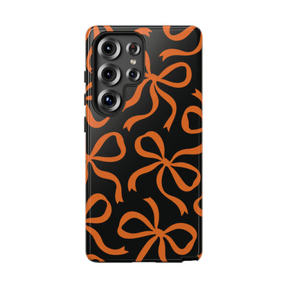Bold Black and Burnt Orange Bow Pattern Phone Case