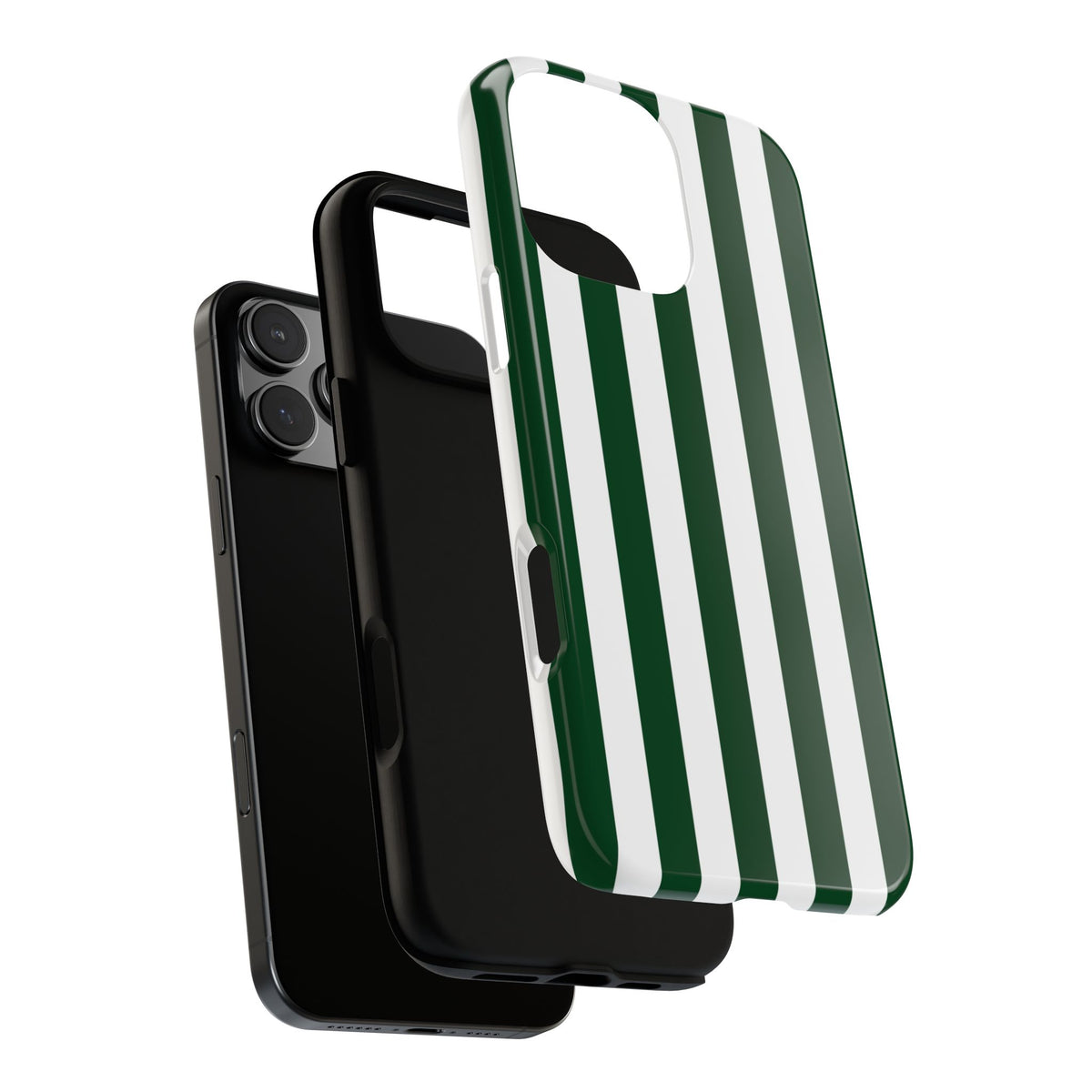 Simple Dark Green & White Stripe Pattern Phone Case - Green Phone Case