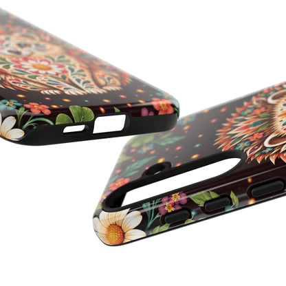 Vibrant Terracotta and Teal Calavera Hedgehog Phone Case - Multicolor Phone Case