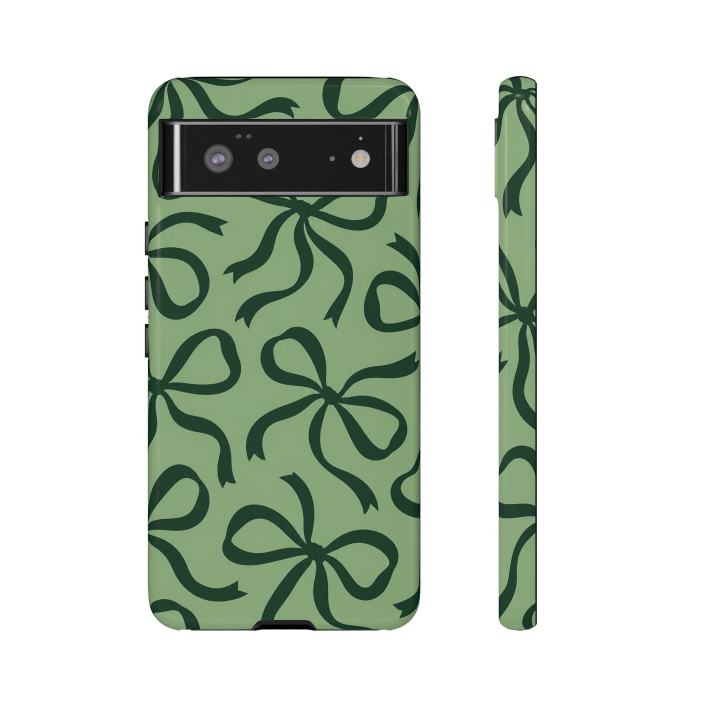 Bold Sage Green and Forest Green Bow Pattern Phone Case