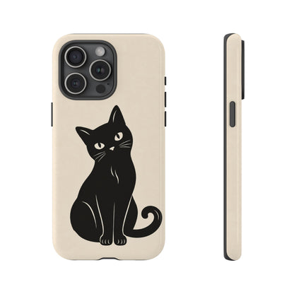 Minimalist Cream & Black Cat Phone Case