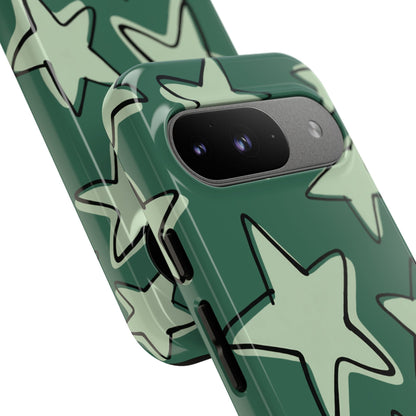 Forest Green Doodle Star Phone Case